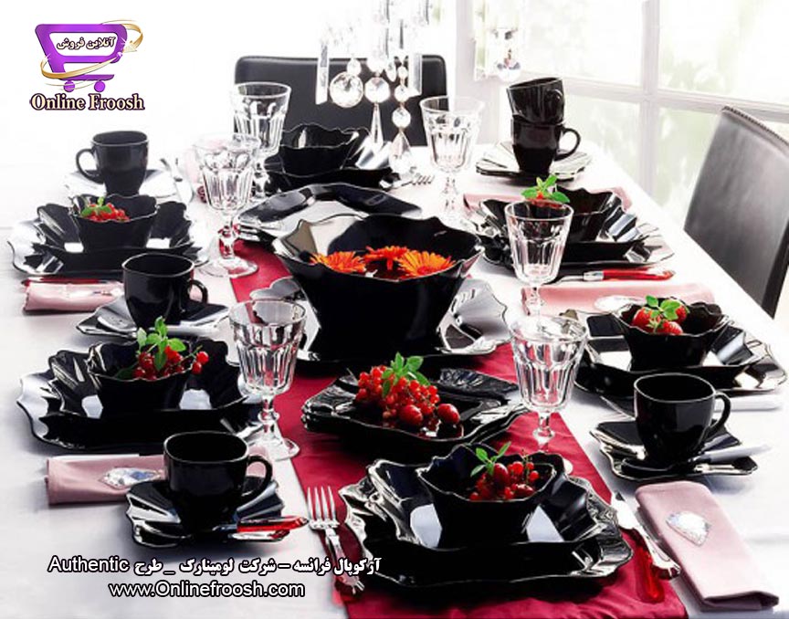  سرویس آرکوپال لومینارک فرانسه طرح آتنتیک بلک 6 نفره 38 پارچه Luminarc Authentic black