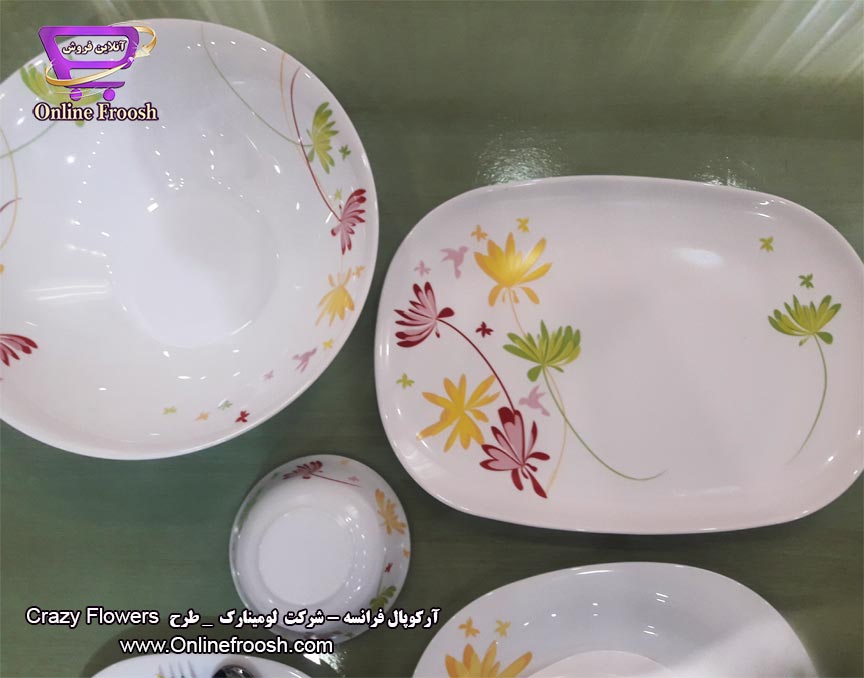 سرویس آرکوپال لومینارک فرانسه طرح کریزی فلاور 12 نفره 100 پارچه Luminarc Crazy flowers