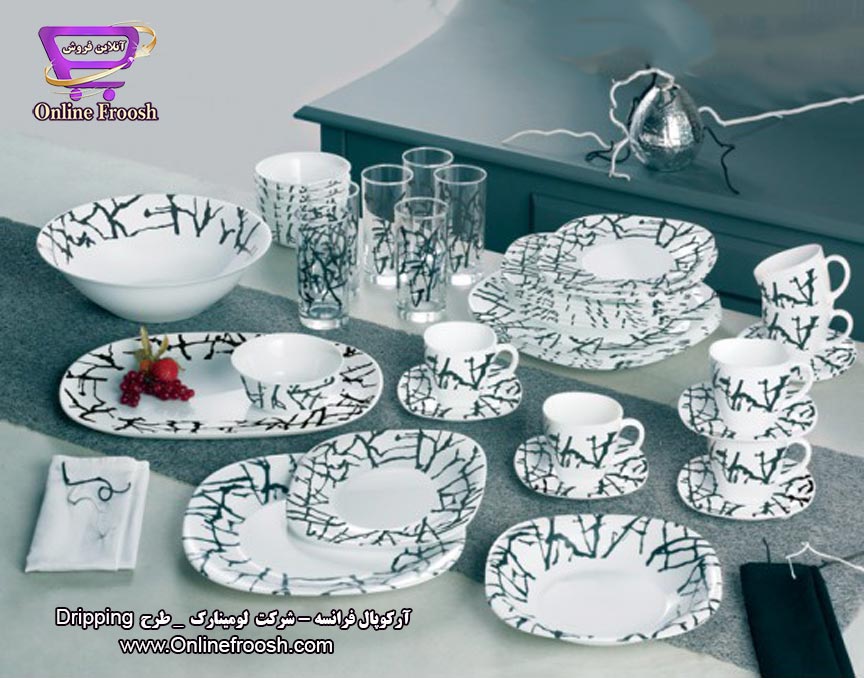 سرویس آرکوپال لومینارک فرانسه طرح دریپینگ سفید 6 نفره 26 پارچه Luminarc Dripping 