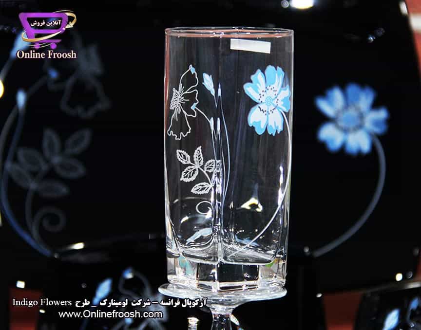 سرویس آرکوپال لومینارک فرانسه طرح ایندیگو فلاور مشکی 6 نفره 44 پارچه Luminarc Indigo Flowers