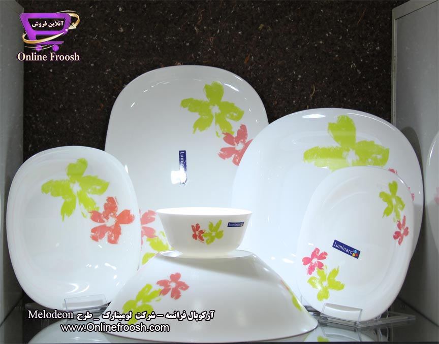 سرویس آرکوپال لومینارک فرانسه طرح ملودین سفید 6 نفره 26 پارچه  Luminarc Melodeon