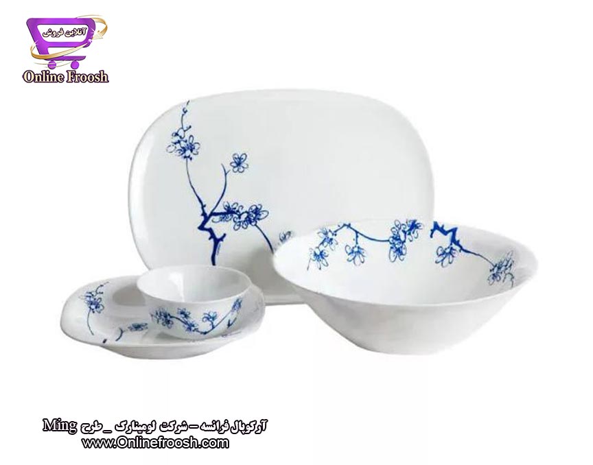 سرویس آرکوپال لومینارک فرانسه طرح مینگ آبی 6 نفره 38 پارچه  Luminarc Ming
