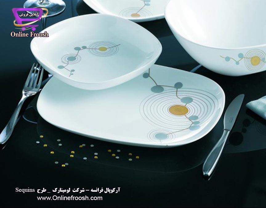 سرویس آرکوپال لومینارک فرانسه طرح سکوین سفید 6 نفره 19 پارچه Luminarc Sequins