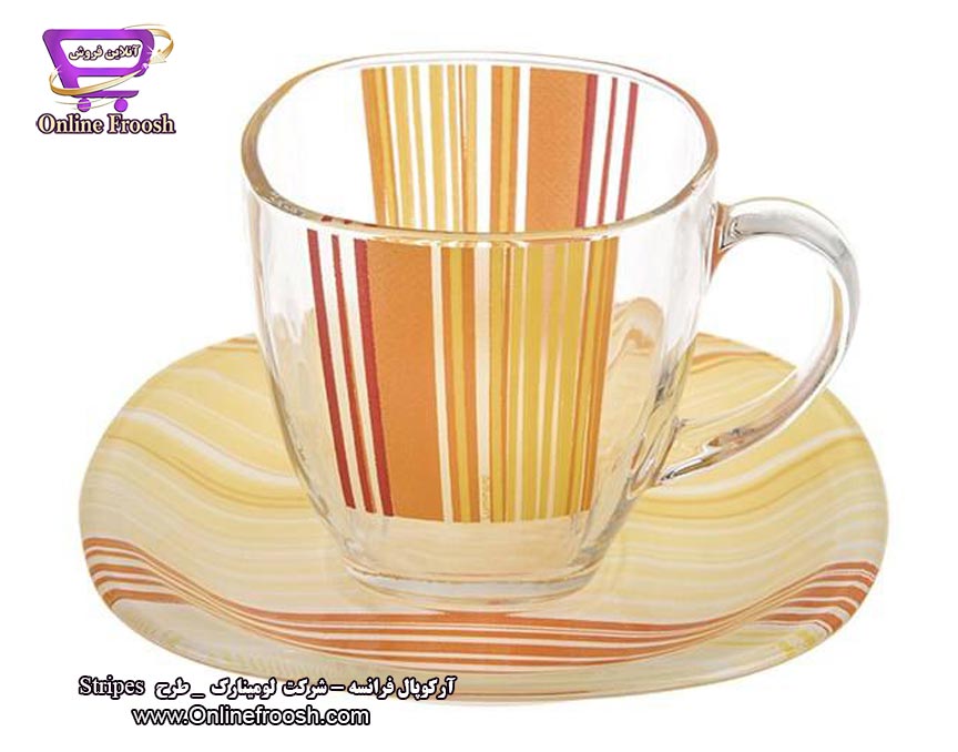 سرویس آرکوپال لومینارک فرانسه طرح استریپس زرد 6 نفره 38 پارچه Luminarc Stripes