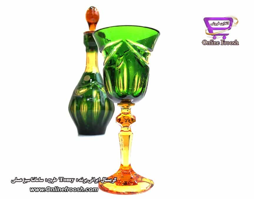 گیلاس کریستال برند تومی طرح سامانتا سبز عسلی