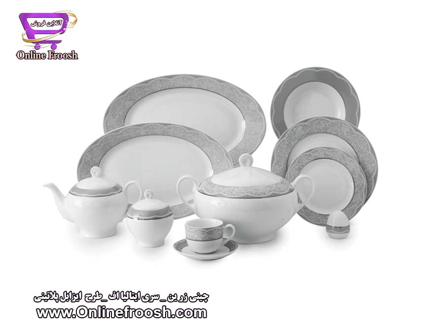 چینی زرین سری ایتالیا اف طرح ایزابل پلاتینی 28 پارچه 6 نفره
