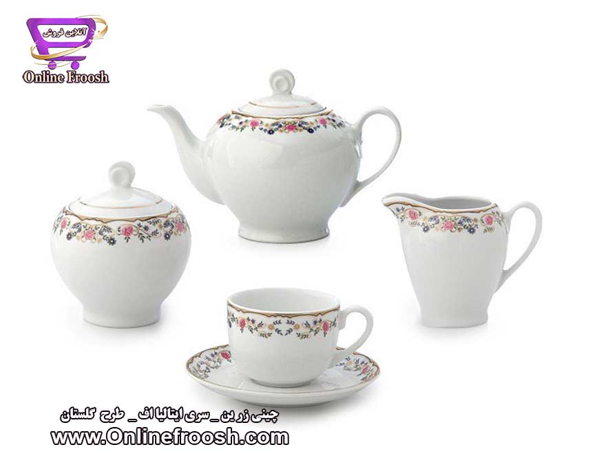 چینی زرین سری ایتالیا اف طرح گلستان 102 پارچه 12 نفره