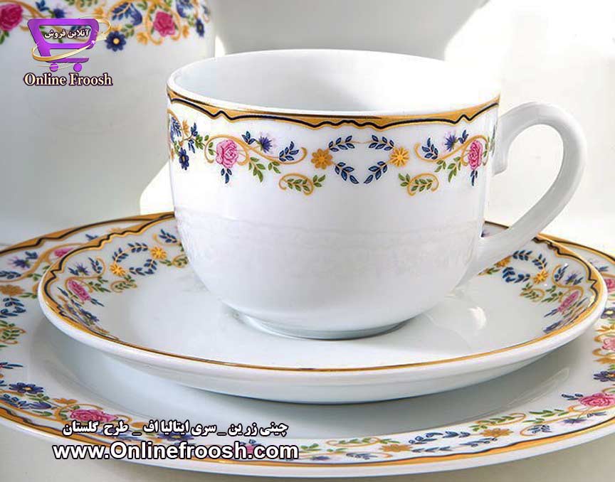 چینی زرین سری ایتالیا اف طرح گلستان 102 پارچه 12 نفره