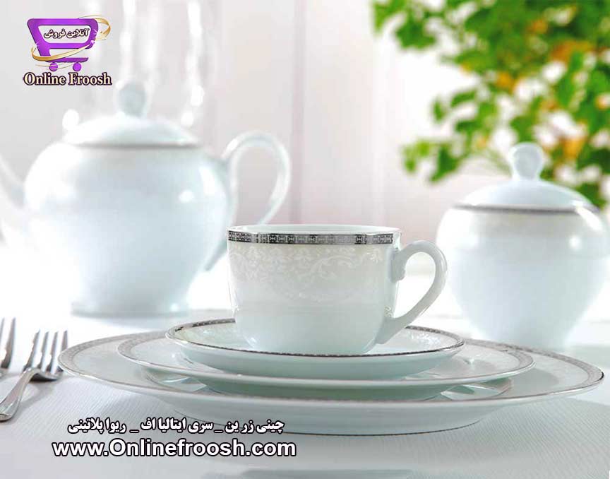 چینی زرین سری ایتالیا اف طرح ریوا پلاتینی 102 پارچه 12 نفره