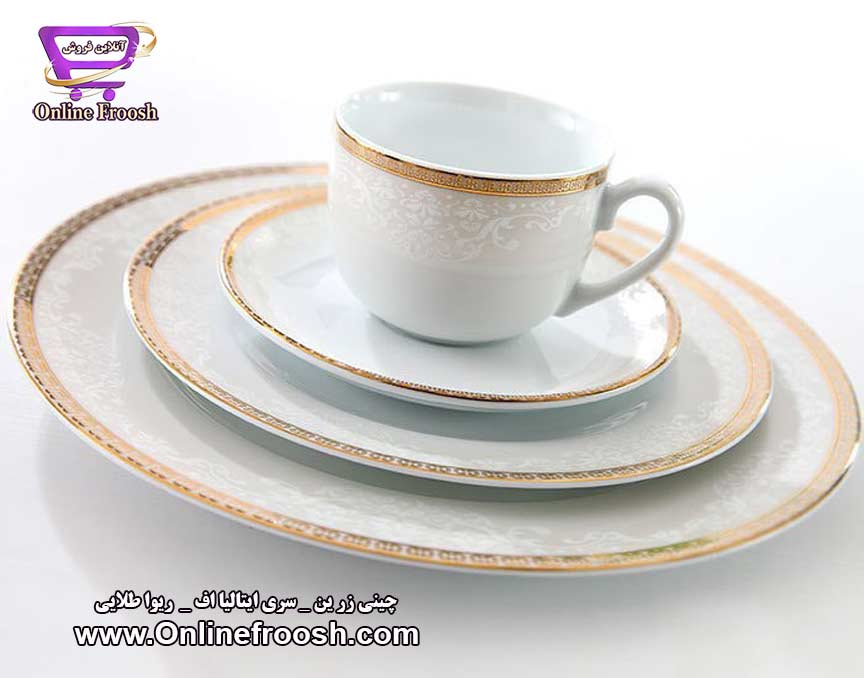 چینی زرین سری ایتالیا اف طرح ریوا طلایی 28 پارچه 6 نفره