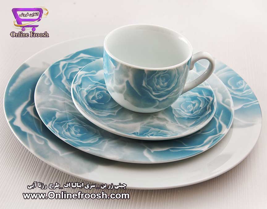 چینی زرین سری ایتالیا اف طرح رزتا آبی 28 پارچه 6 نفره