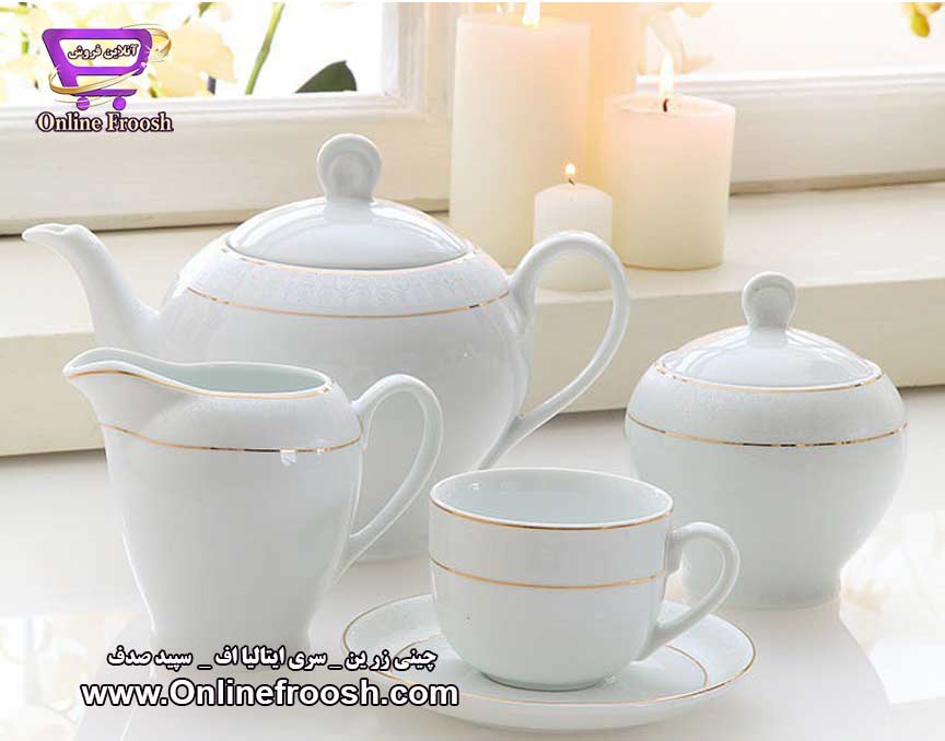 چینی زرین سری ایتالیا اف طرح سپید صدف 102 پارچه 12 نفره