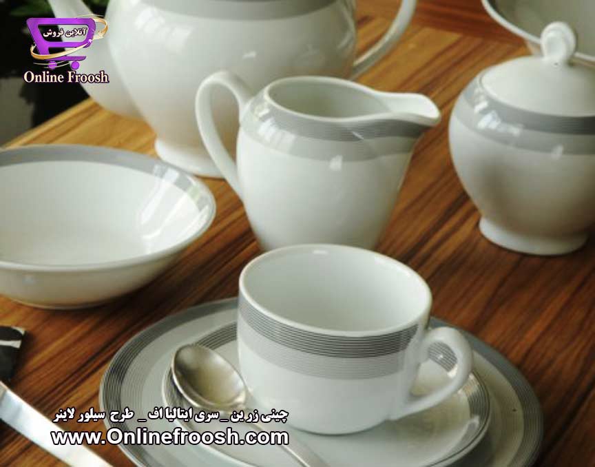 چینی زرین سری ایتالیا اف طرح سیلور لاینر 102 پارچه 12 نفره