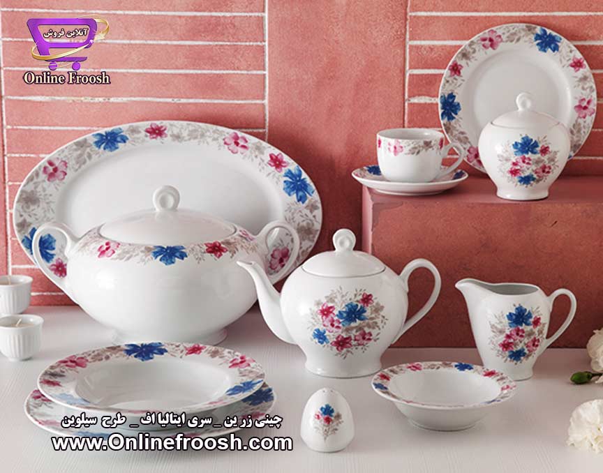 چینی زرین سری ایتالیا اف طرح سیلوین 102 پارچه 12 نفره