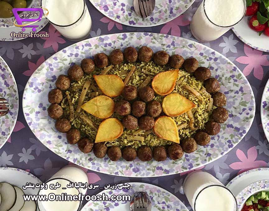 چینی زرین سری ایتالیا اف طرح ولوت بنفش 28 پارچه 6 نفره