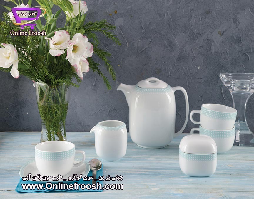 چینی زرین سری کواترو طرح مون بلان آبی 27 پارچه 6 نفره