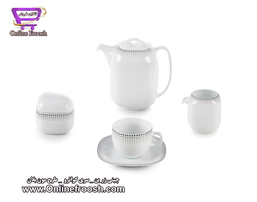 چینی زرین سری کواترو طرح مون بلان مشکی 98 پارچه 12 نفره