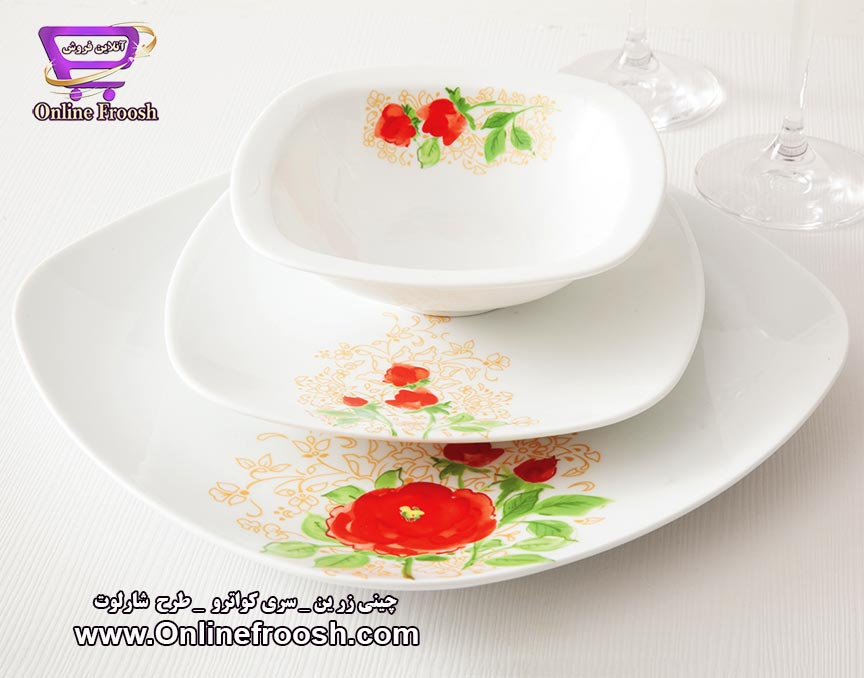 چینی زرین سری کواترو طرح شارلوت 98 پارچه 12 نفره