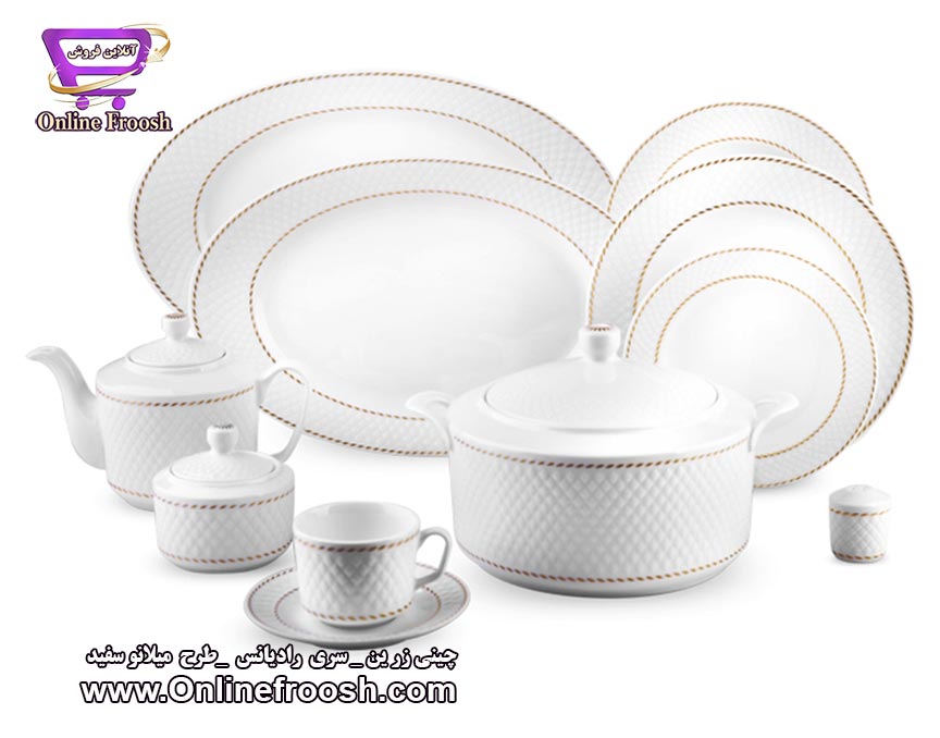 چینی زرین سری رادیانس طرح میلانو سفید 28 پارچه 6 نفره