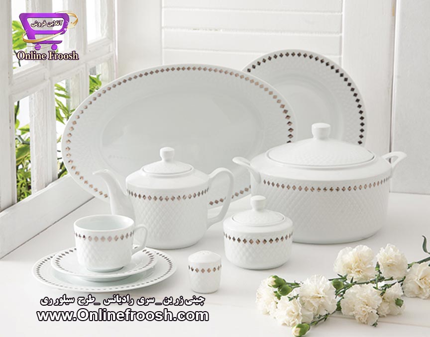 چینی زرین سری رادیانس طرح سیلور ری 102 پارچه 12 نفره