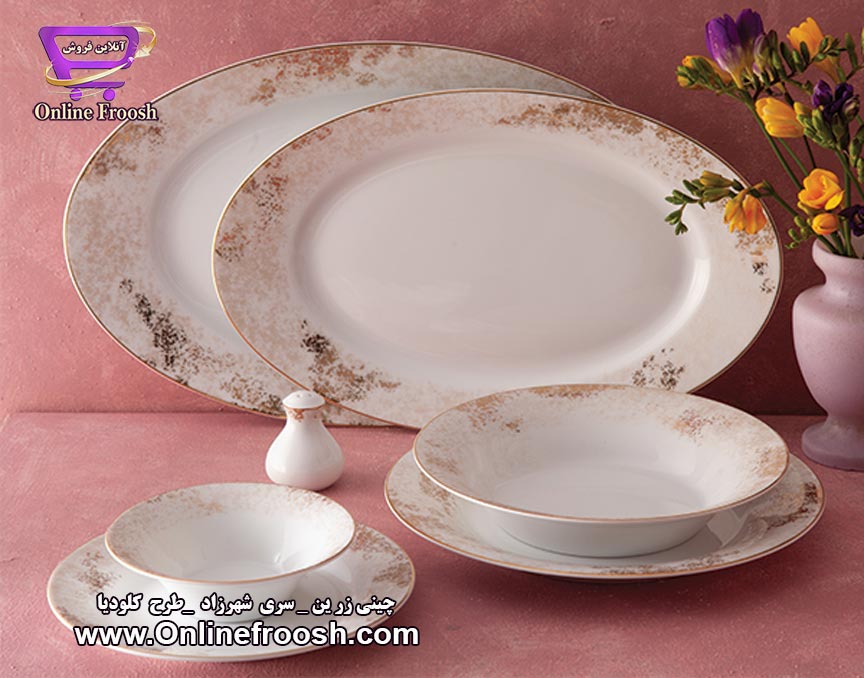 چینی زرین سری شهرزاد طرح کلودیا 108 پارچه 12 نفره