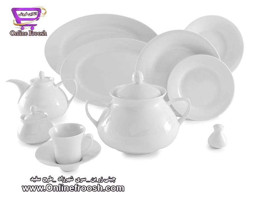 چینی زرین سری شهرزاد طرح سفید 35 پارچه 6 نفره