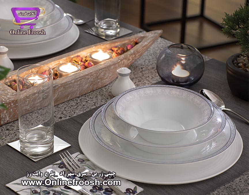 چینی زرین سری شهرزاد طرح وایت رز 35 پارچه 6 نفره