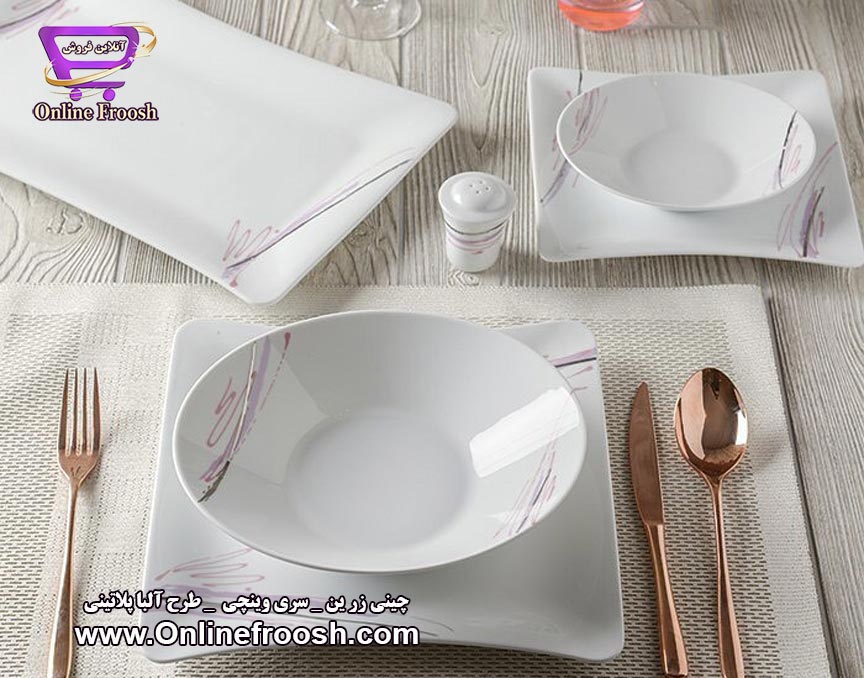 چینی زرین سری وینچی طرح آلبا پلاتینی 30 پارچه 6 نفره