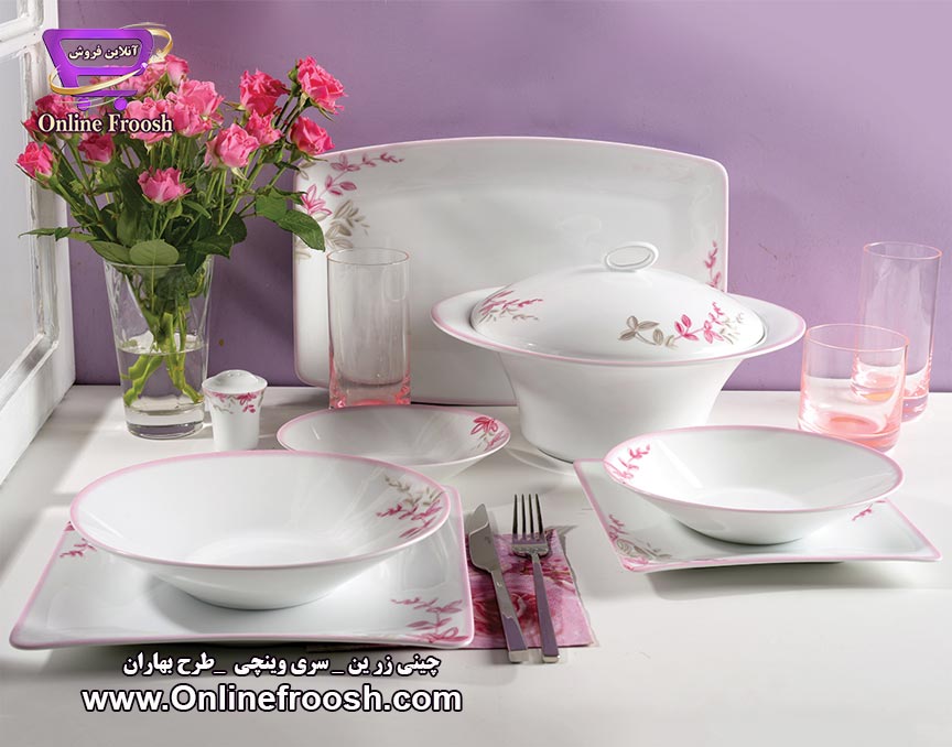 چینی زرین سری وینچی طرح بهاران 97 پارچه 12 نفره