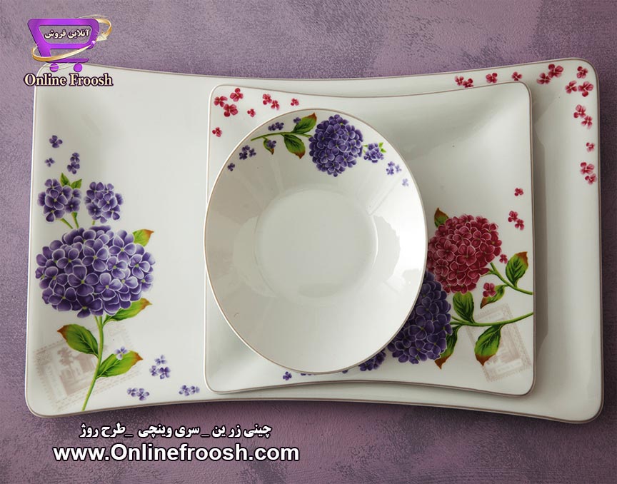 چینی زرین سری وینچی طرح روژ 30 پارچه 6 نفره