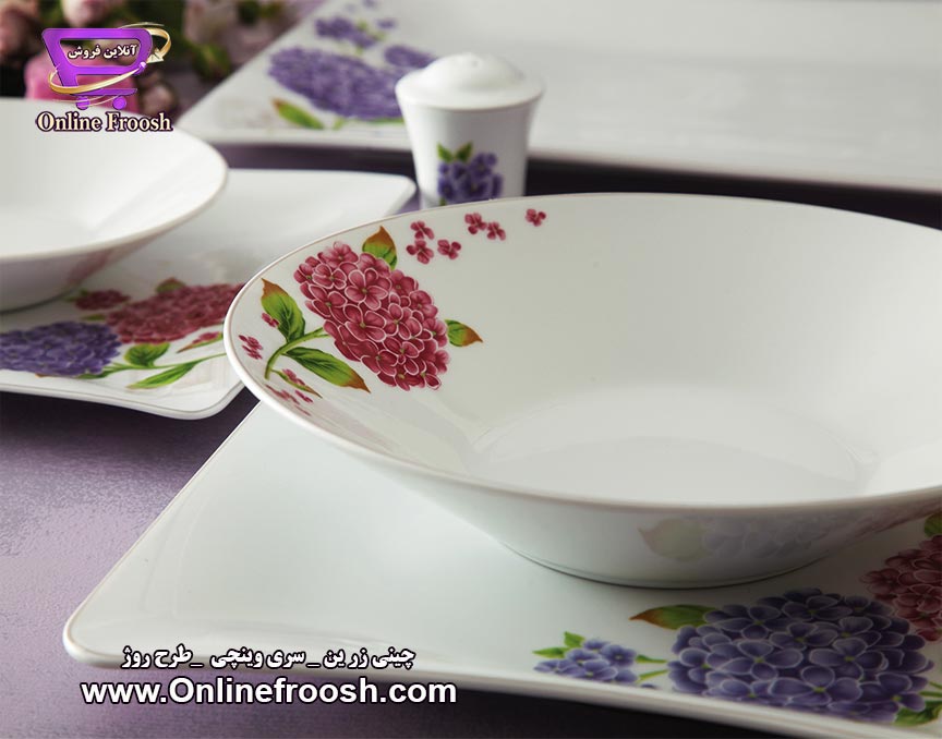 چینی زرین سری وینچی طرح روژ 97 پارچه 12 نفره