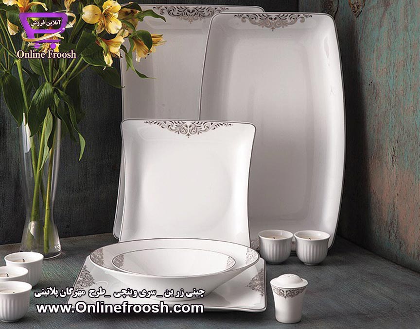 چینی زرین سری  وینچی طرح مهرگان پلاتینی 30 پارچه 6 نفره