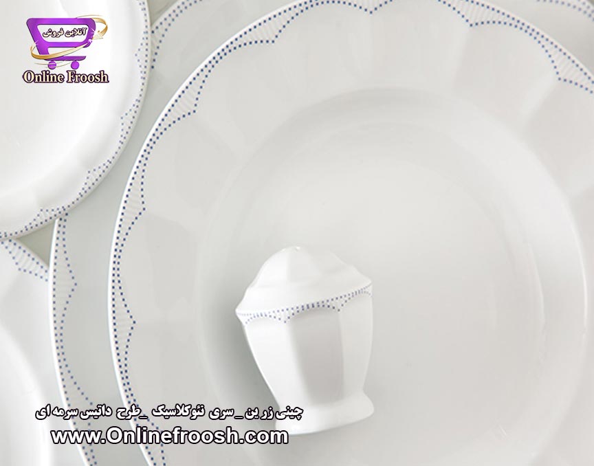 چینی زرین سری نئوکلاسیک طرح داتیس سرمه ای 29 پارچه 6 نفره
