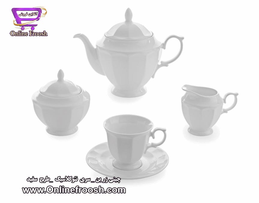چینی زرین سری نئوکلاسیک طرح سفید 29 پارچه 6 نفره